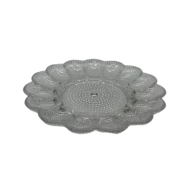 1960s Vintage Indiana Glass Hobnail Deviled Egg / Oyster Platter With Relish Center For Sale - Image 5 of 8