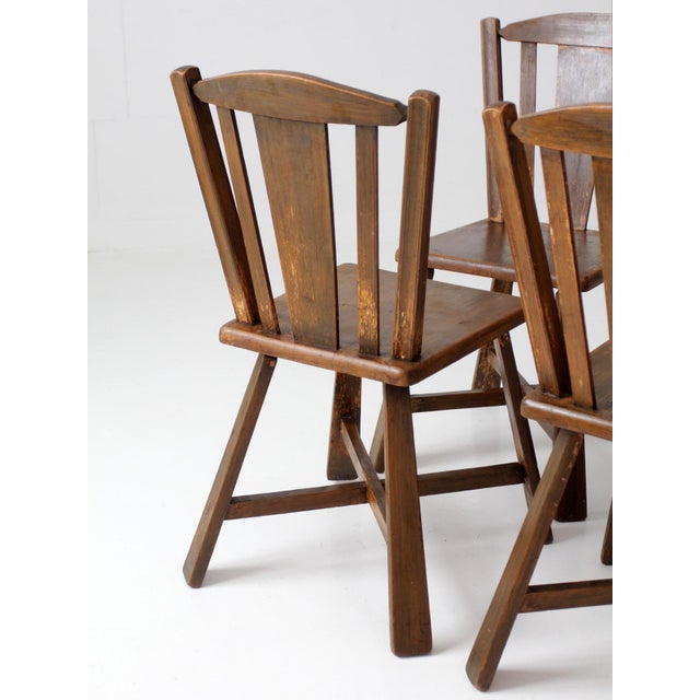 Mid-Century Folk Wood Dining Chairs Set of 4 For Sale - Image 12 of 17