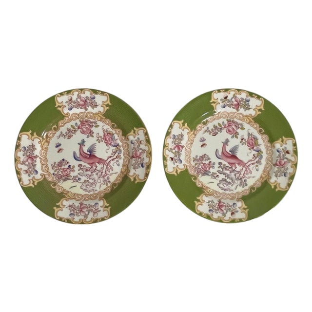 Pair Vintage Minton Cockatrice Green Salad Plates For Sale