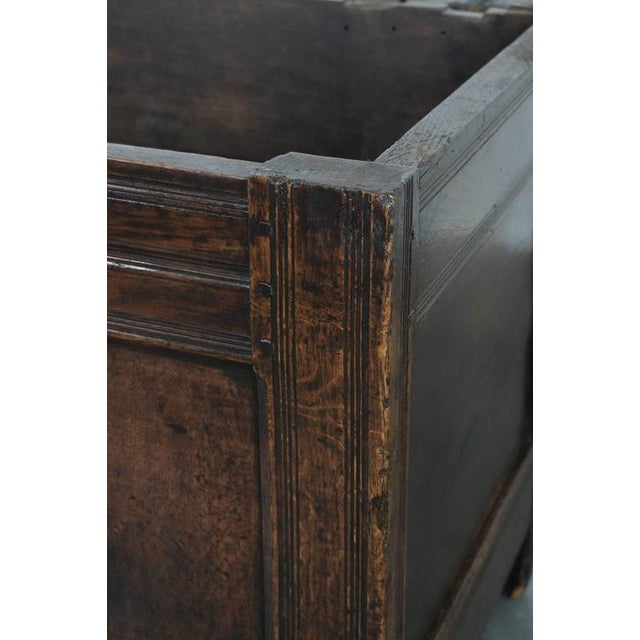 Large Antique English Panelled Oak Chest, 18th Century For Sale - Image 11 of 16