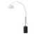 1980s 92" Nova of California Morelli Tambo Mid Century Floor Lamp, 1980s - Modern Arc Lamp, Dark Oak Base, Satin Nickel, Dimmable For Sale