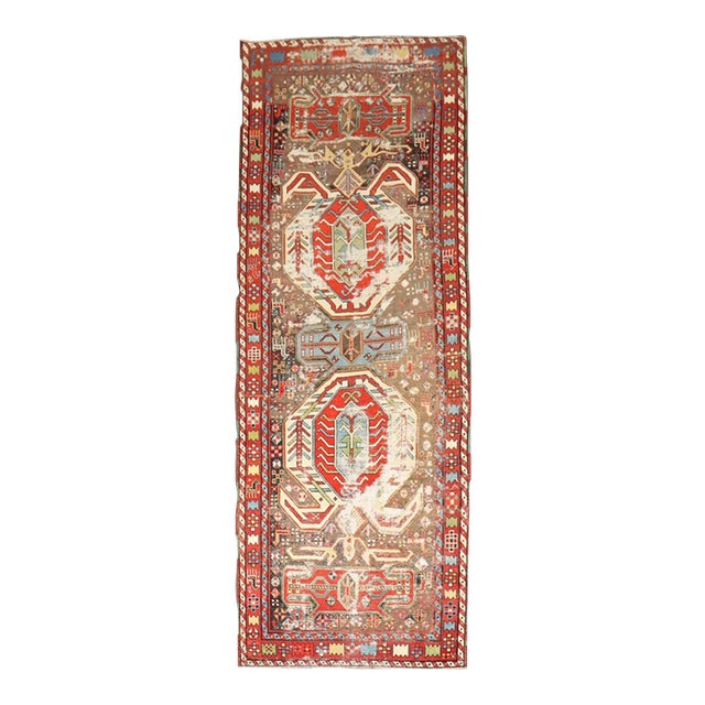 Worn Lenkoran Antique Caucasian Runner - 3'5" x 9'1" For Sale