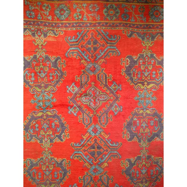 Vintage Turkish Oushak Hand-Knotted Rug, Red Geometric, Early 1900s, 9' x 11' For Sale - Image 17 of 18