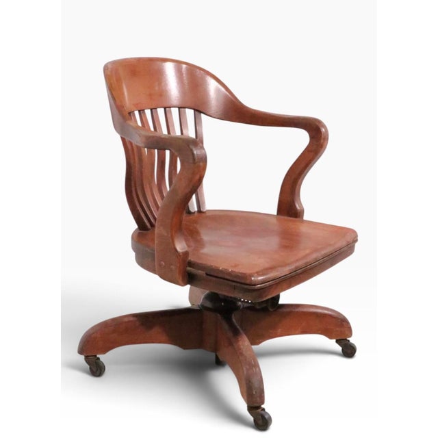 Early 20th Century Bank of England Jury Style Swivel Tilt Desk Chair For Sale In New York - Image 6 of 10