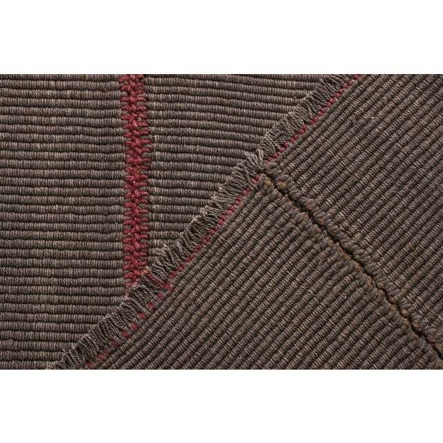 Brown Rug & Kilim’s Modern Kilim Rug in Red and Gray-Brown Striped Patterns For Sale - Image 8 of 8