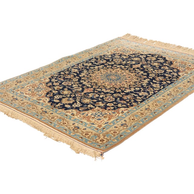 78925 Vintage Wool and Silk Persian Nain Rug, 02'10 x 04'02. Step into a world of timeless elegance with this hand-knotted...