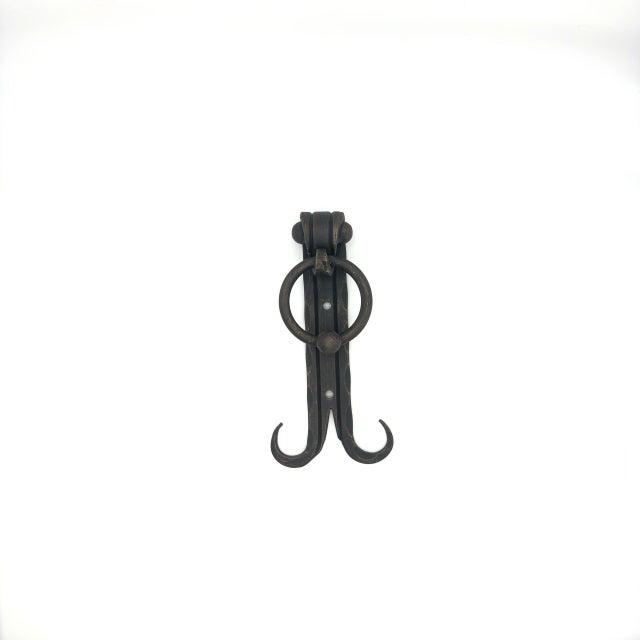Metal Hand-Forged Wrought Iron Ring Door Knocker (Gold Patina) Classic Entrance Hardware For Sale - Image 7 of 7