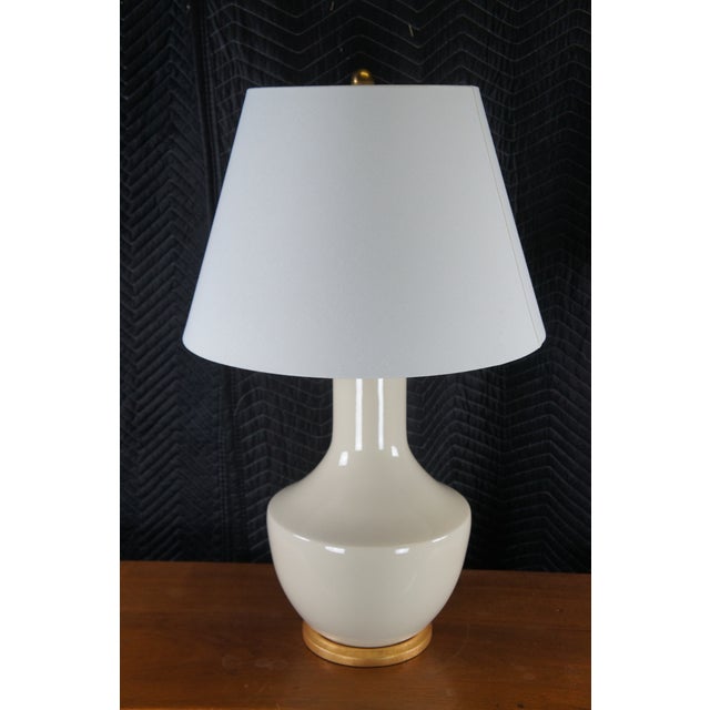 Early 21st Century Contemporary 2 Visual Comfort Signature Lambay Coconut Ceramic Table Lamps Boho Chic Modern For Sale - Image 5 of 12