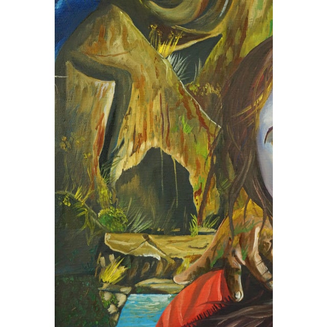 Francesco Massarutto, Little Girl Made Up by Pierrot and a Faun, 20th Century, Oil Painting on Canvas, Framed For Sale - Image 7 of 15