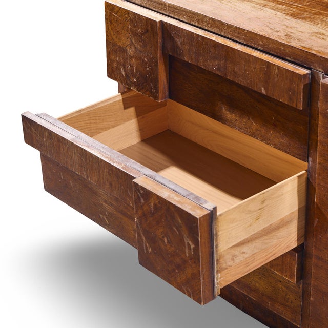 Lane Staccato Brutalist Mid Century Walnut Lowboy Dresser For Sale In Chicago - Image 6 of 10