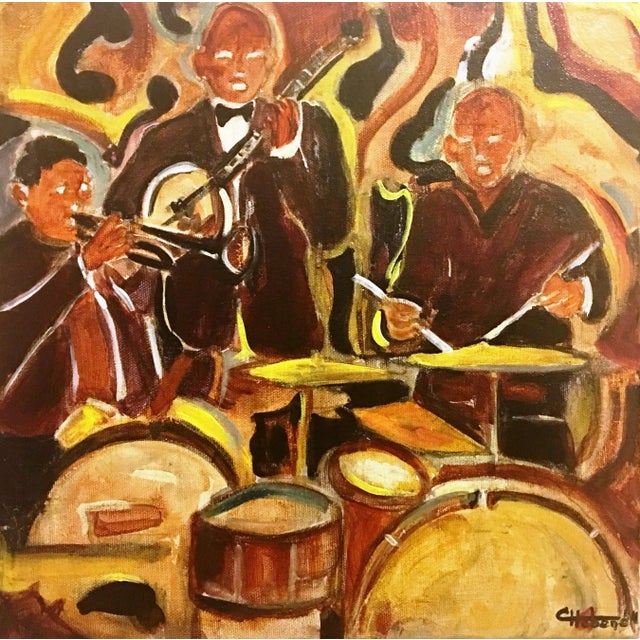 "Untitled" Watercolour on Canvas Painting, Signed by Cecile Hubene For Sale - Image 10 of 11