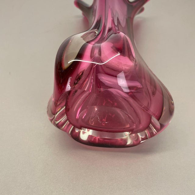 Large Pink Murano Glass Sommerso Vase Italy, 1970s For Sale - Image 17 of 18