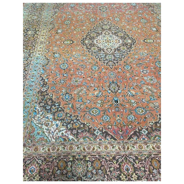 Brown 10x13 1960s Persian Kashan Area Rug - 107634 For Sale - Image 8 of 13