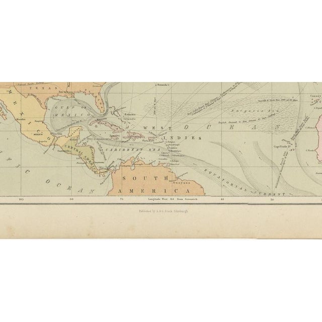 19th Century Antique Chart of the Atlantic Ocean, 1870 For Sale - Image 5 of 12