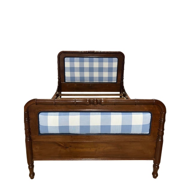 Lovely French Bed newly upholstered in Serena and Lily. Bed frame is structurally sound and comes together with ease/no...