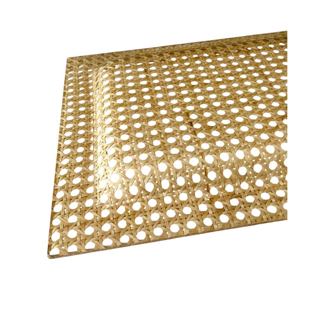 Vintage 1970s French Cannage & Lucite Cocktail Bar Tray Attributed to Dior For Sale - Image 11 of 13