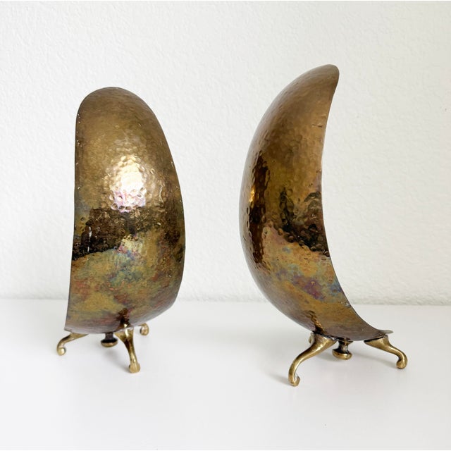 Metal 1950s Carl Auböck Style Brass Scoop Candle Holders - A Pair For Sale - Image 7 of 14