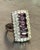 Large 1960s-70s Silver Tone Purple Rhinestone Cocktail Ring For Sale - Image 4 of 5