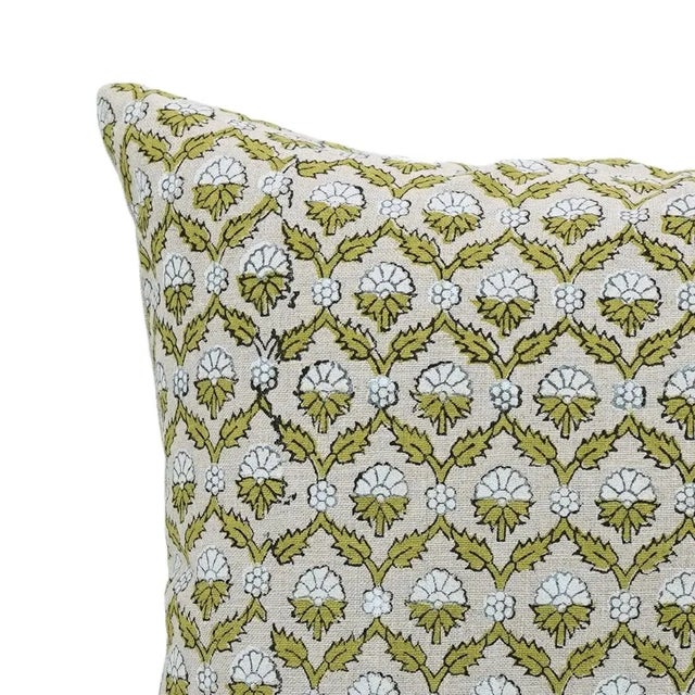 Floral Home Decor Cushion Cover Pure Linen 18x18 Inch- Shenaj For Sale - Image 4 of 4