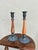 Vintage Scandinavian Wood & Verdigris Patina Candlesticks, a Pair — Rustic Modern For Sale - Image 9 of 9