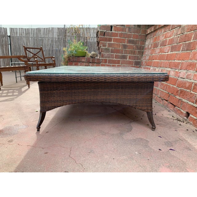 Traditional Outdoor Woven Vinyl Coffee Table For Sale - Image 3 of 9