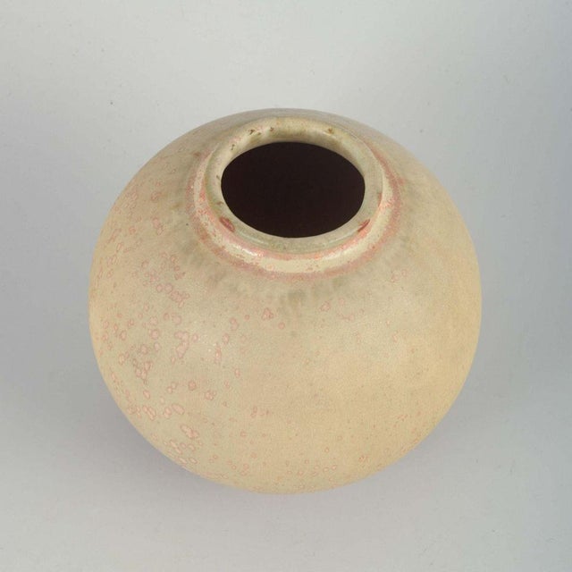 Royal Copenhagen Vase, 1930/40s. Organically shaped spherical vase in wheel-thrown stoneware with a raw surface and...