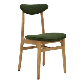 Chair in Boucle Bottle Green and Natural Wood, 2023 For Sale