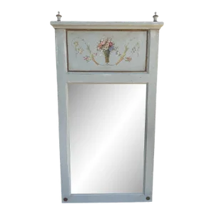 Gustavian Swedish Country Hand Painted Trumeau Mirror