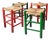 Green and Red Rush Stools, 1970s, Set of 4 For Sale