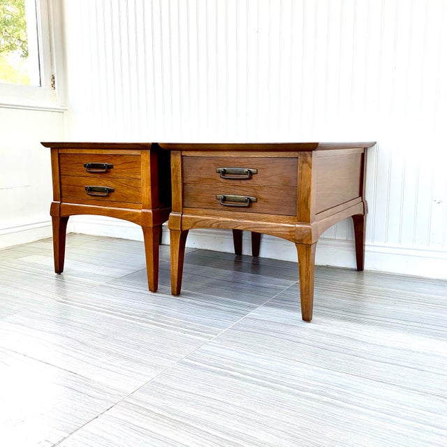 1970s Mid Century End Tables With Drawers a Pair Chairish