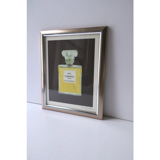2010s Chanel No. 5 Perfume Bottle Watercolor Painting Signed by Artist For Sale - Image 5 of 8