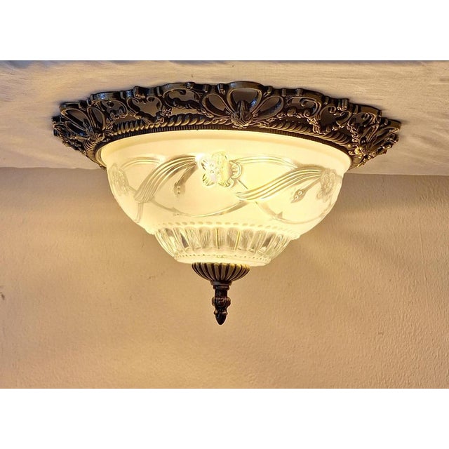 Metal Vintage Ceiling Lamp with Decorated Metal Mount, 1990s For Sale - Image 7 of 7