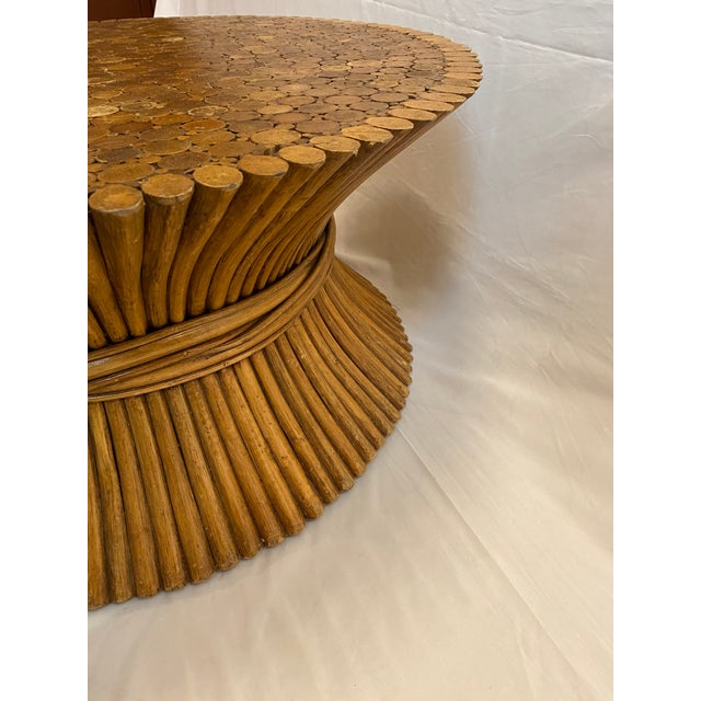 Organic Modern McGuire Bamboo & Rattan Round Coffee Table, Sculptural Bamboo For Sale In Miami - Image 6 of 10