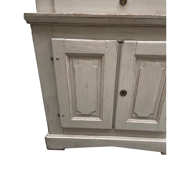 19th Century Swedish Gustavian Cupboard/ Highboy in Lime Washed Finish, 19th Century For Sale - Image 5 of 18