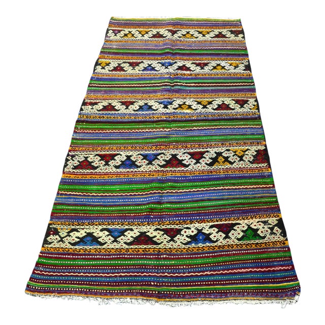 Vintage Turkish Handmade Kilim Rug For Sale