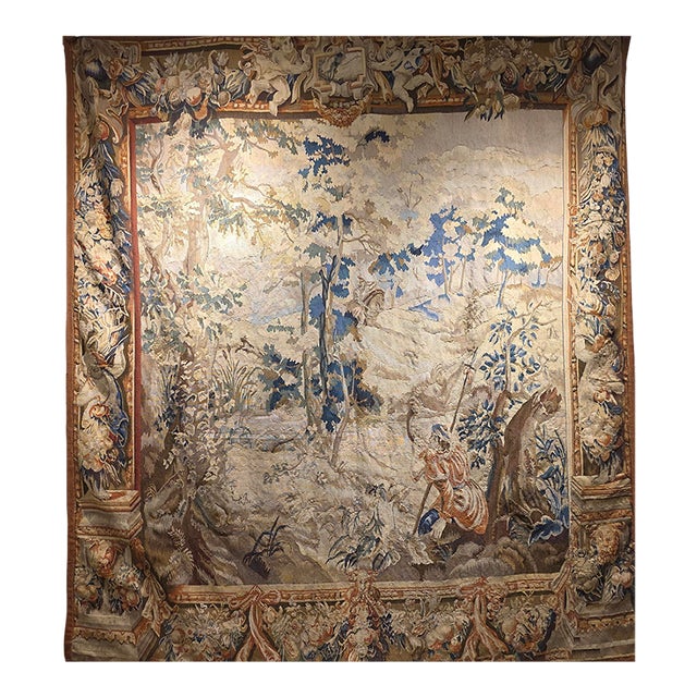 18 Century Brussels Hunting Tapestry For Sale