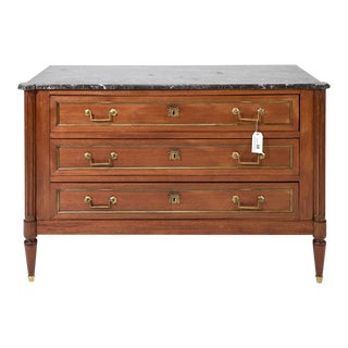 Early 20th Century Louis XVI Oak Marble Top Chest For Sale