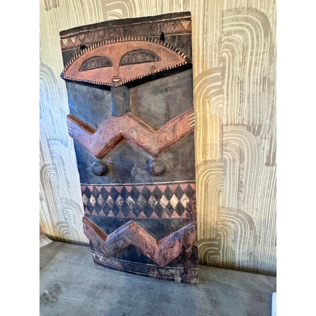 Pende Style African Polychrome Carved Wood Figural Wall Panel For Sale - Image 9 of 10
