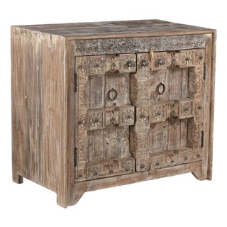 Cabinet/Buffet Constructed From Antique Indian Carved Door Panels and Reclaimed Wood For Sale