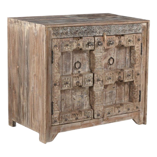 Cabinet/Buffet Constructed From Antique Indian Carved Door Panels and Reclaimed Wood For Sale