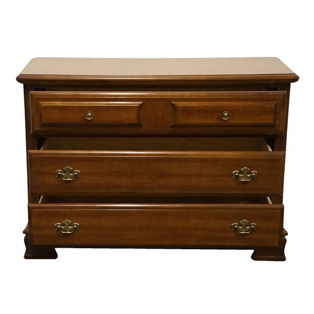 Bassett Bassett Furniture Solid Hard Rock Maple Colonial Early American 44" Low Chest 5017-208 For Sale - Image 4 of 12
