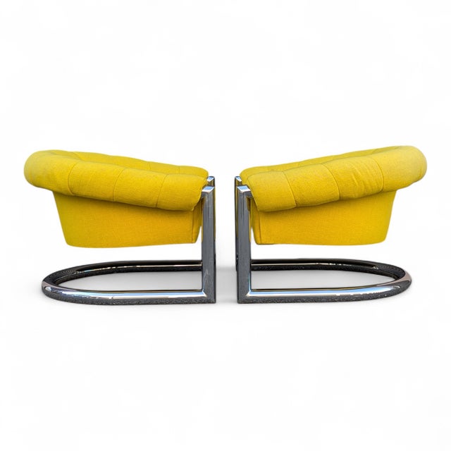 Matched pair of channel-back barrel lounge chairs by Jules Heumann for Metropolitan Furniture Corporation, San Francisco -...