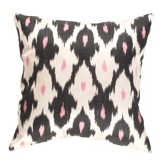 Contemporary Silk Ikat Bohemian Throw Pillow For Sale