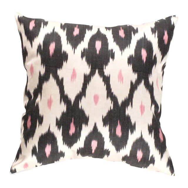 Contemporary Silk Ikat Bohemian Throw Pillow For Sale