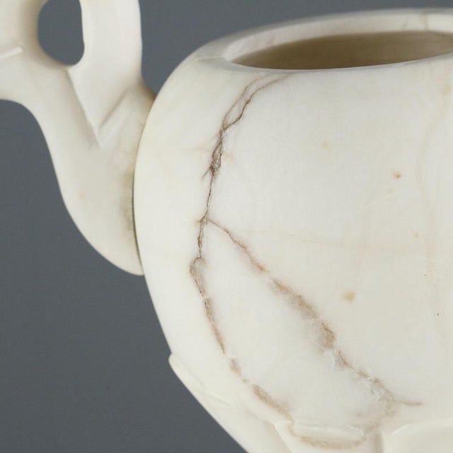 Electrified Alabaster Vase with Carved Handles For Sale - Image 9 of 11