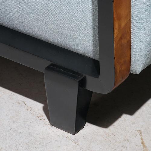 Blue Art Deco Lounge Chairs in Burlwood with Ebonized Frames, Italy, Set of 2 For Sale - Image 8 of 10