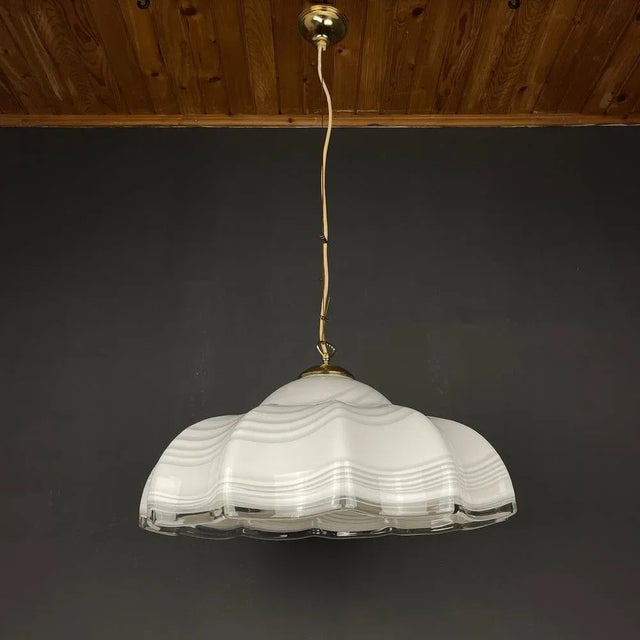 Vintage Italian Pendant Lamp in Swirl Murano Glass, 1970s For Sale - Image 6 of 13