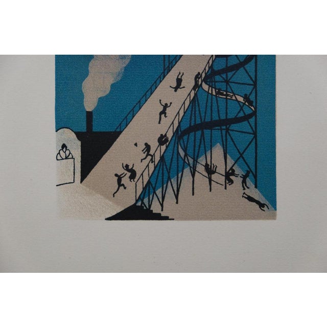 Lucien Boucher, Le toboggan géant, Lithograph For Sale - Image 4 of 6