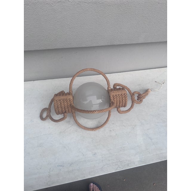 Mid-Century Modern Mid-Century Rope Sphere Chandelier Adrien Audoux & Frida Minet For Sale - Image 3 of 5