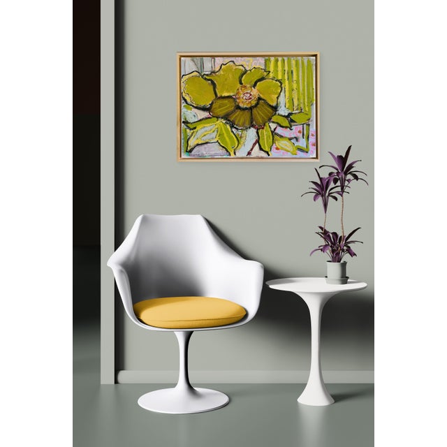 Chartreuse "Blooming Petals" Framed Original Painting by Shann Spishak For Sale - Image 8 of 10